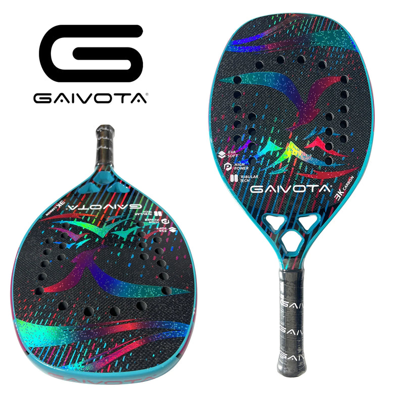 Raquete de Beach Tennis GAIVOTA 2024 - fibra de carbono 3K com capa - nível iniciante/intermediário