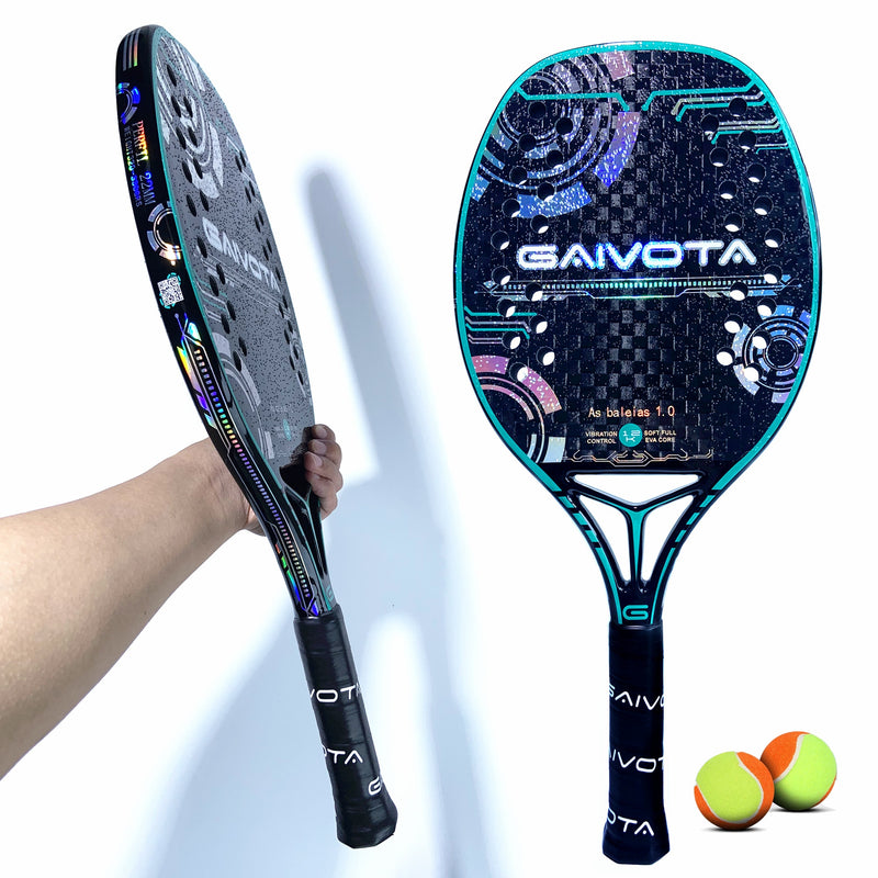 Raquete de Beach Tennis GAIVOTA 2023 - fibra de carbono 12K com capa - nível intermediário/avançado