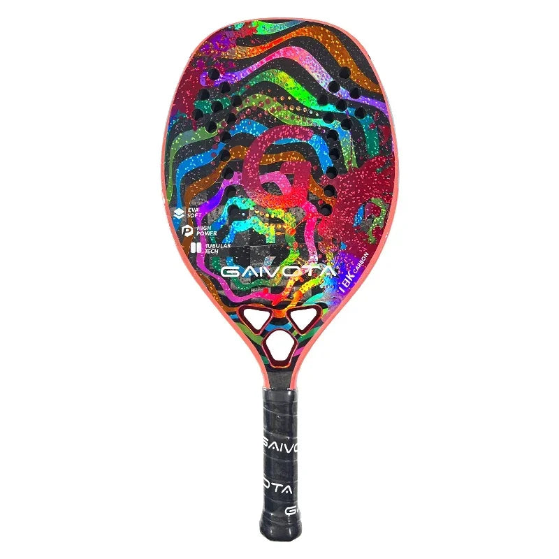 Raquete de Beach Tennis GAIVOTA 2024 - fibra de carbono 18K com capa - ROSA/ROXA - nível intermediário/avançado