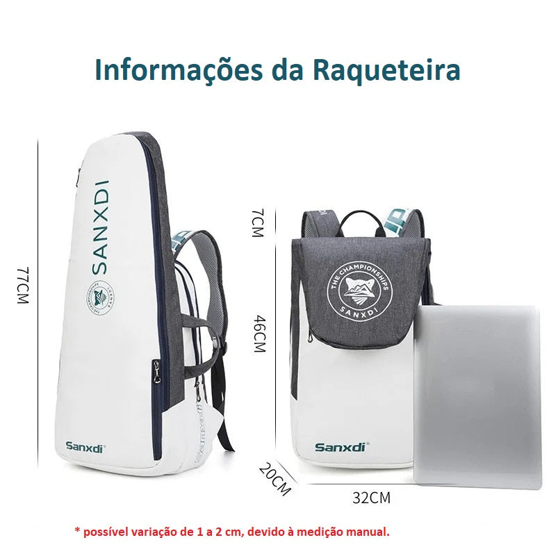 Raqueteira Sanxdi - resistente a água para tênis, beach tennis, padel, badminton, pickleball, squash etc