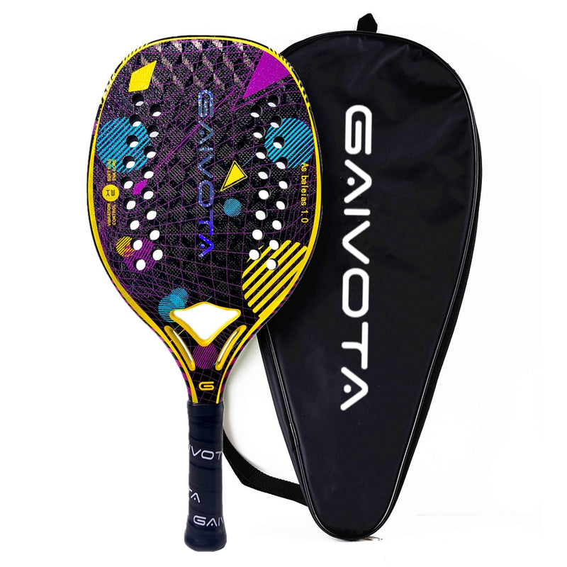 Raquete de Beach Tennis GAIVOTA 2023 - fibra de carbono 3K com capa - nível iniciante/intermediário